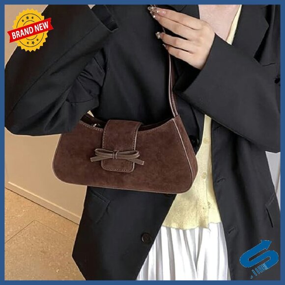 Patent Leather Hobo Bag with Bow, Shoulder Purse for Women - Picture 5 of 7